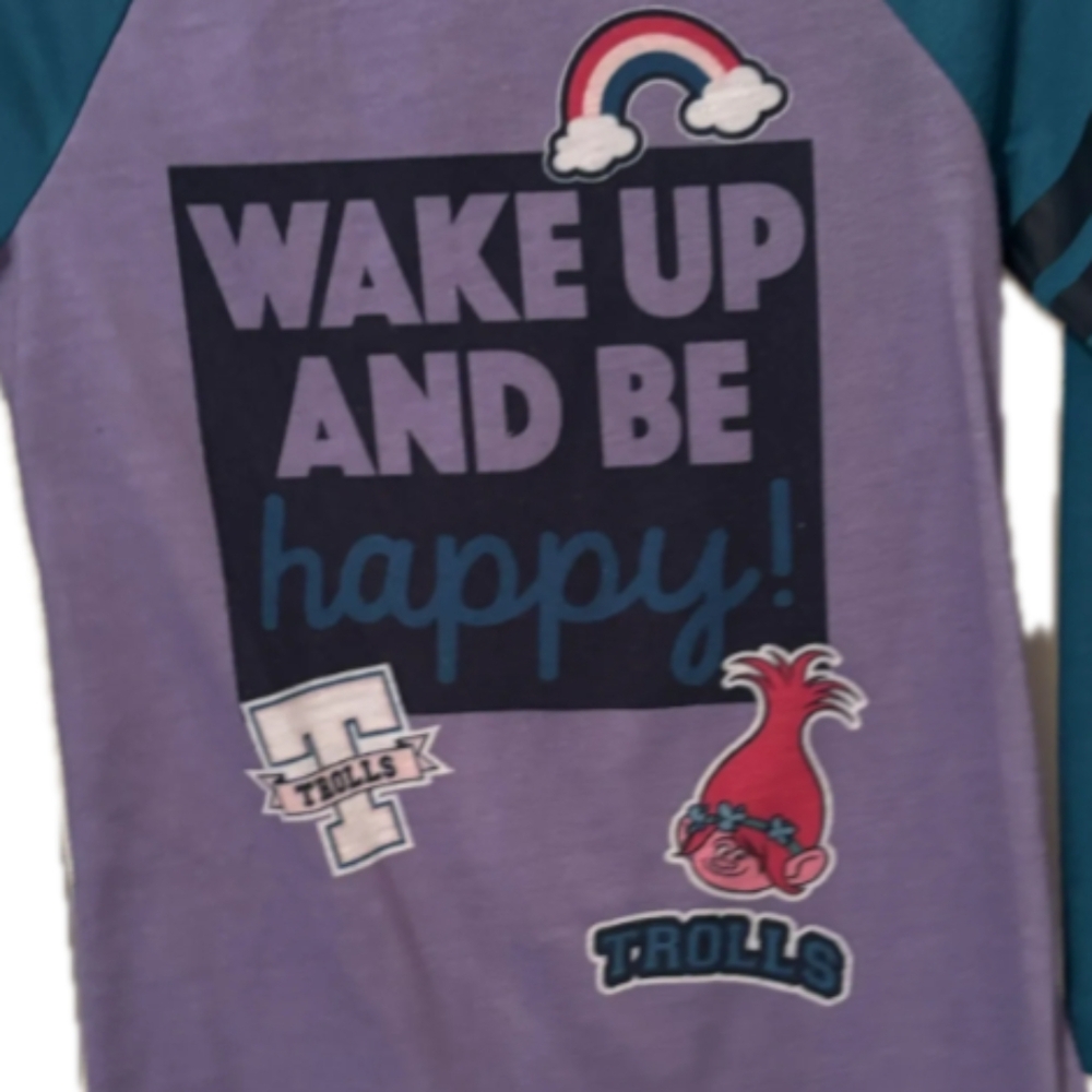 👉10/10$ Trolls Wake Up and Be Happy Long Sleeve Shirt - Purple and Teal